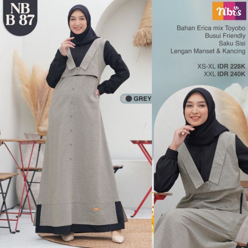 Nibras Gamis NB B87 Grey Terbaru