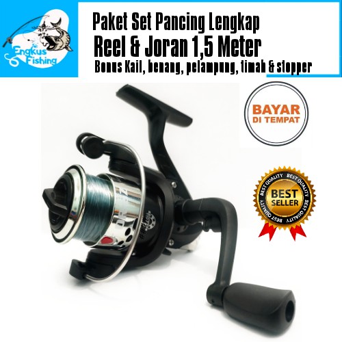 Set Paket Lengkap Pancing Reel &amp; Joran 1,5 Meter Termurah - Engkus Fishing