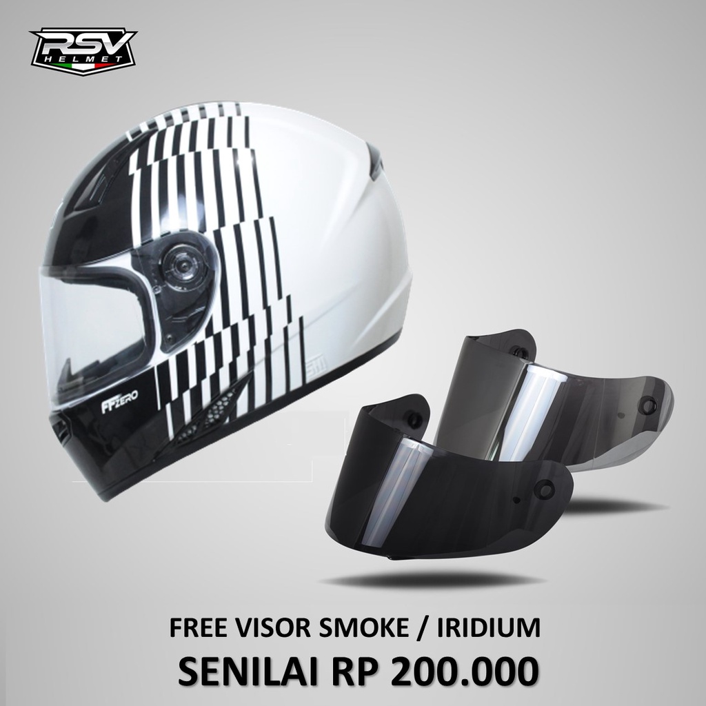 Helm Fullface RSV FFZERO Blaster Black White Hitam Putih Licence SNI DOT ECE