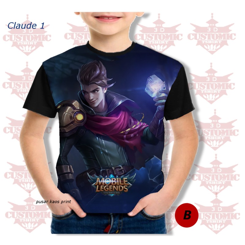 kaos anak mobile legends -kaos 3d printing claude all skin