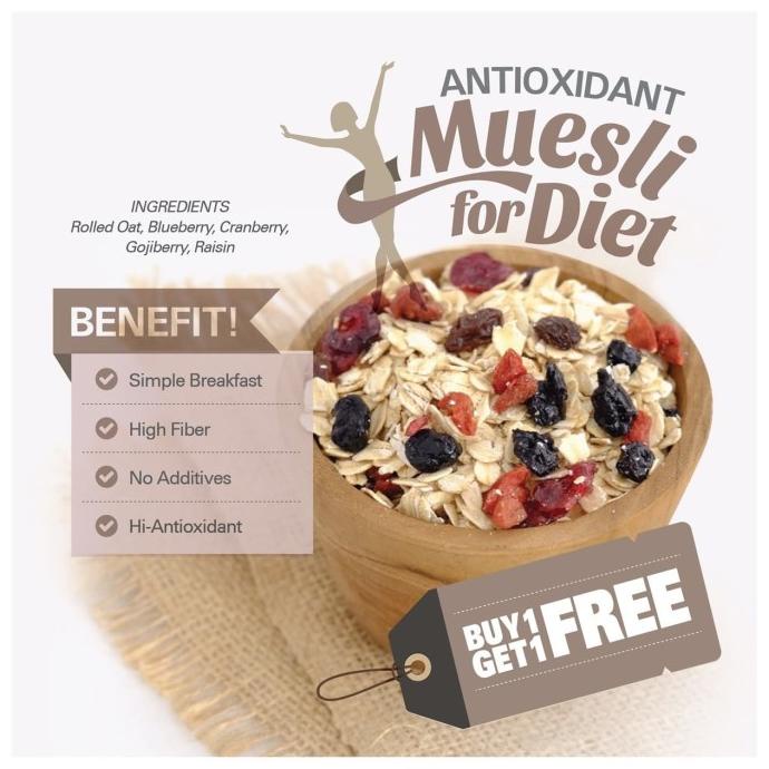 

Big Sale Antioxidant Muesli BUY 1 GET 1 FREE (500gr x 2pc) Big Sale