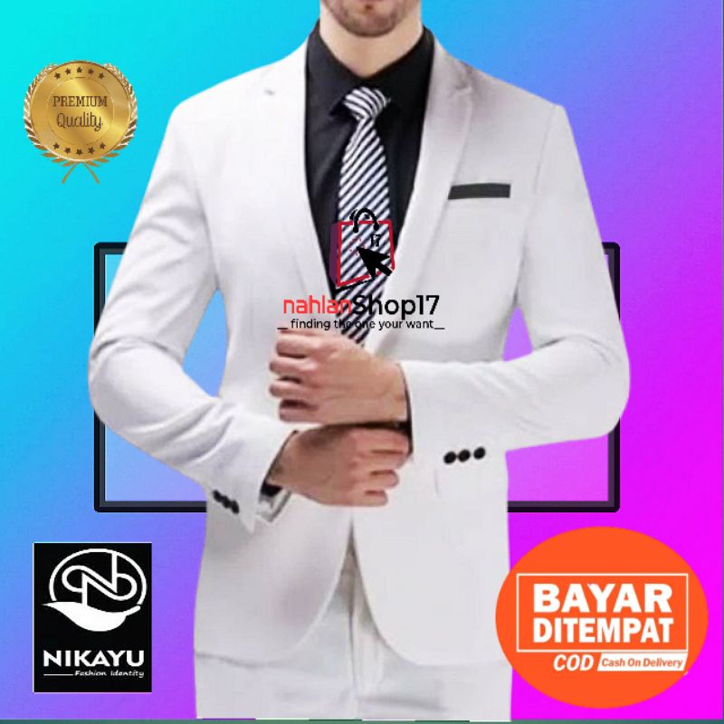 JAS PRIA NIKAYU PUTIH SLIMFIT FORMASL CASUAL / JAS WISUDA WEDDING / JAS PRIA NANSUTKAI / BLAZER