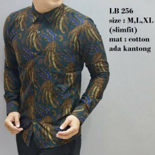 Terbaik Mewah dan Keren Kemeja Pria Slim Fit Batik Pria SlimFit LB256
