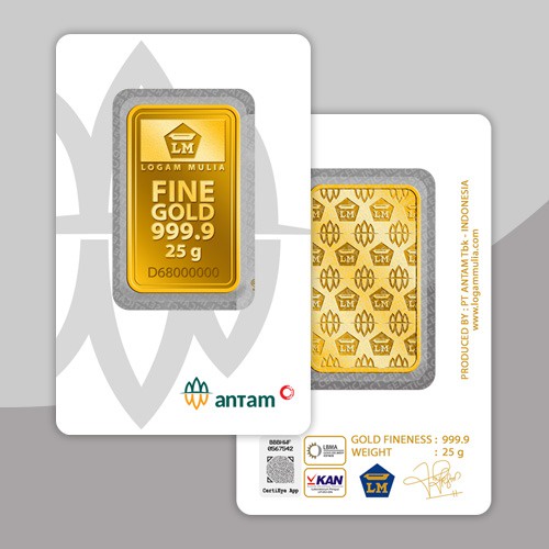 EMAS BATANGAN ANTAM 24KARAT 99.99%MURNI EMAS ORIGINAL&TERSEGEL&TERDAFTAR DI E-CERTIEYE
