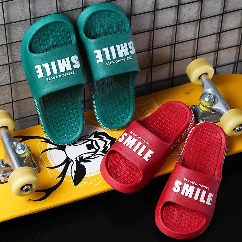 Sandal Pria Karet Slop Import Distro Dewasa Casual Keren Santai Rumah Smile Korea Style Cowok Fashion Murah Grosir COD TOKO92