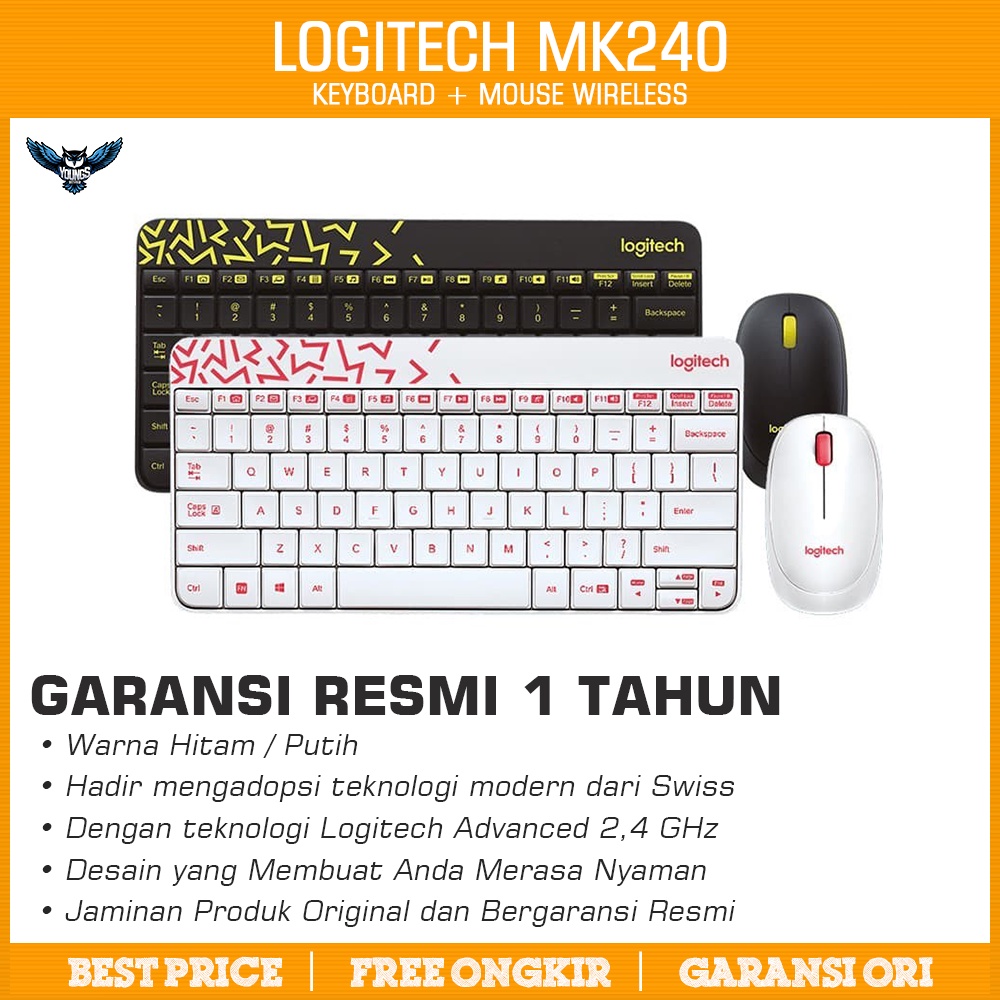 Keyboard + Mouse Wireless Logitech MK240 Original Garansi Resmi