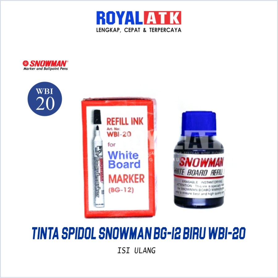 

ISI ULANG TINTA SPIDOL SNOWMAN BG-12 BIRU /PCS WBI-20