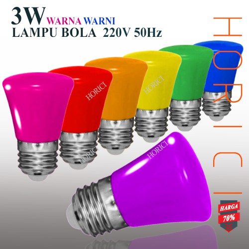 MEREK HORICI lampu bola/Lampu warna warni Led 1 set isi 7 pcs 7 warna / bola led warna warni 3w /Lampu Led Hias