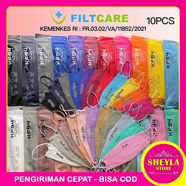 FILTCARE Masker KF94 Korea 4PLY 10 Pcs Premium isi 10 pcs High Quality / Masker KF 94 Warna Pastel Emboss / TV-93