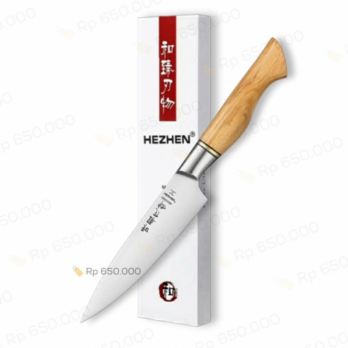 Pisau Seset Kulit - Pisau Seset Daging Hezhen Master Series Baja Sandvik 14C28N - Vivistecolection