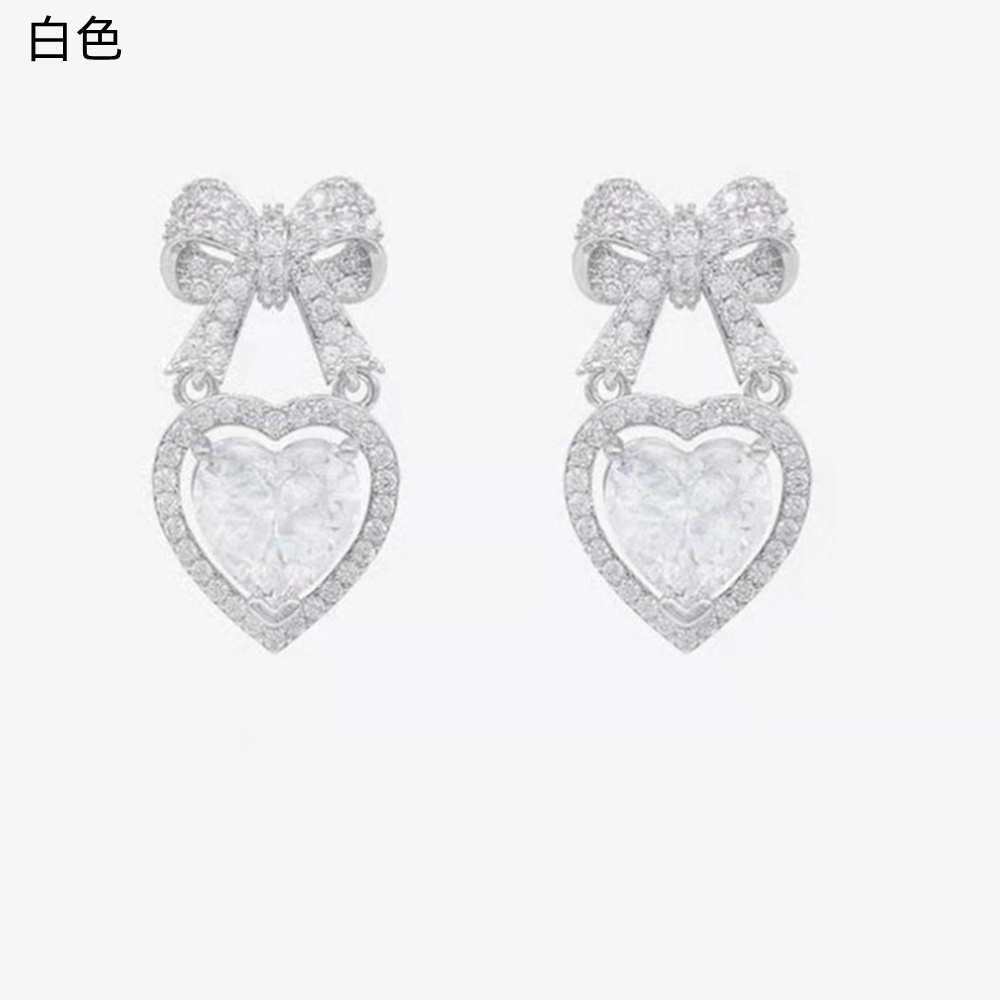 【COD Tangding】tiny Anting Tusuk Gantung Bentuk Hati Aksen Zircon Untuk Wanita