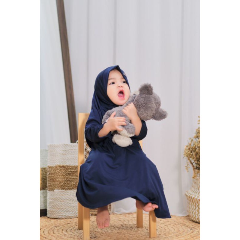 Gamis anak perempuan Baju muslim anak perempuan baju gamis anak perempuan Nuha Navy 3 Tahun