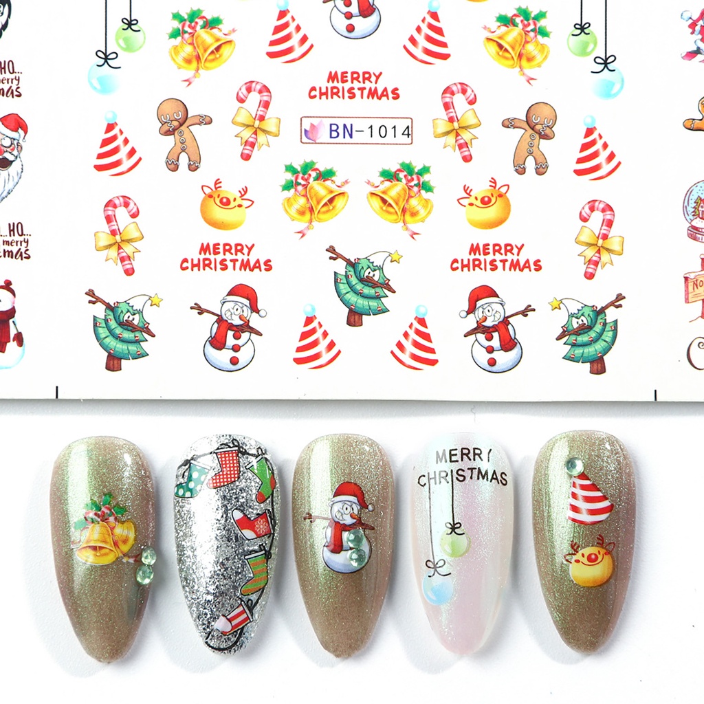 Providence Stiker Kuku Motif Natal 3d Untuk Nail Art