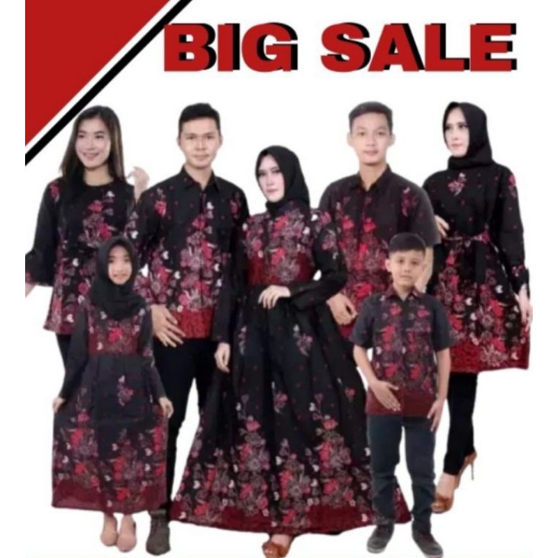 Suplier Batik Couple Keluarga Sania Ruffle Ori Ndoro Jowi Motif Sakura Merah y7OYGapUVX5MgG