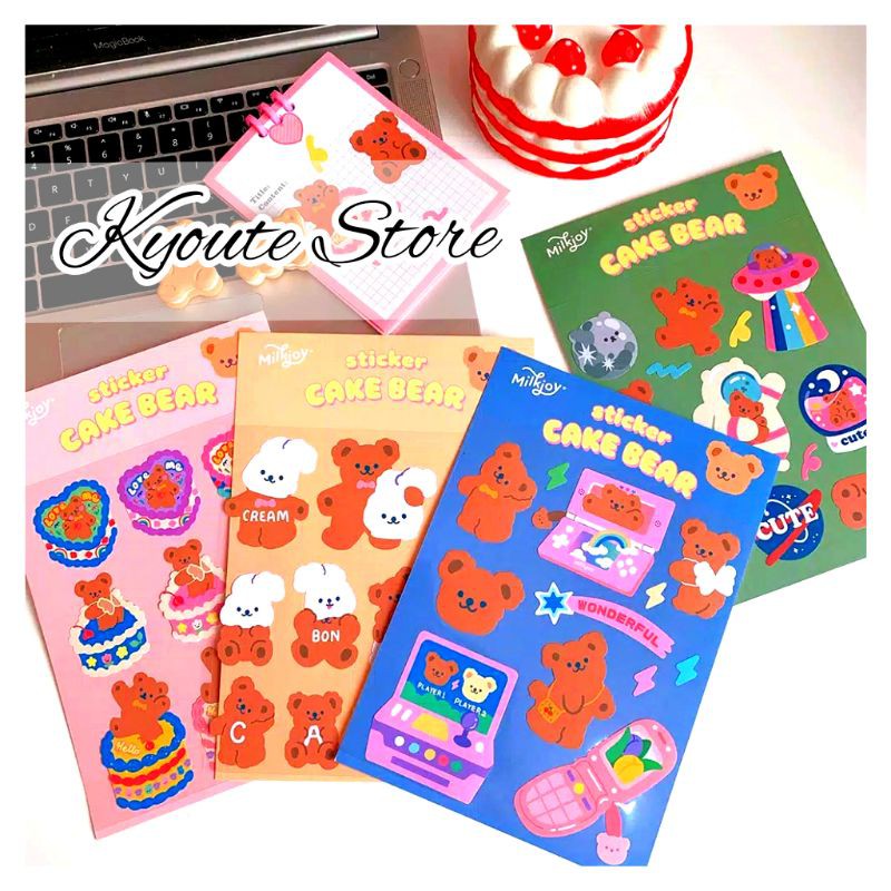 

Big Sticker Sheet Decoration Cute Bear Waterproof Scrapbook DIY Journal Planner Diary Craft HP