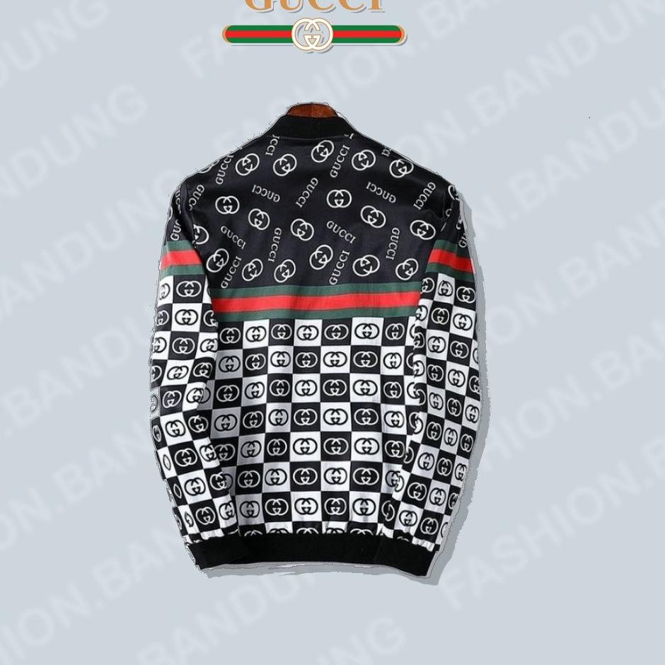 LANGSUNG KIRIM.. JAKET BOMBER PRIA BRANDED GUCCI PREMIUM ( GUCCY 17 )