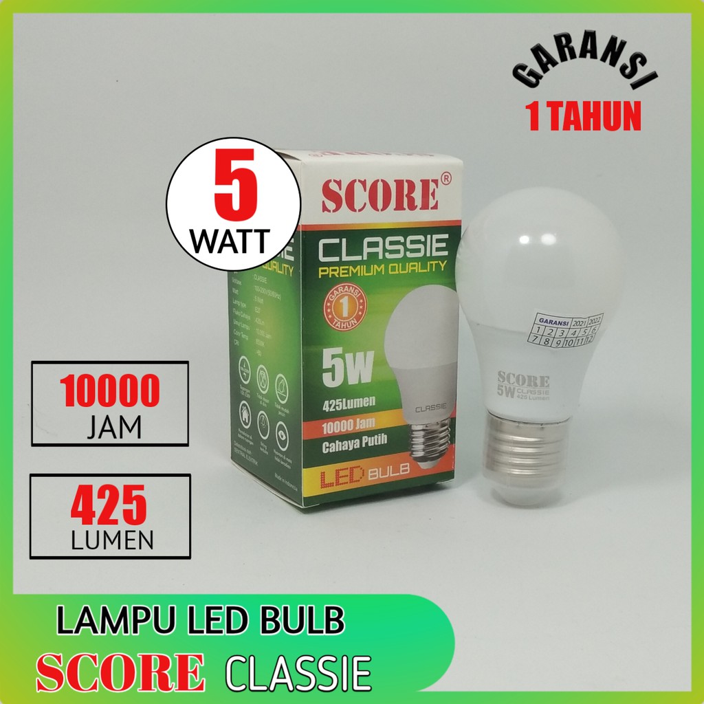 Score Classie Lampu LED Bulb 5 Watt - Cahaya Putih