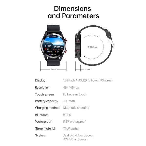 Z18 Smart Watch - Sporty IP67 Waterproof 1.39-inch AMOLED Display