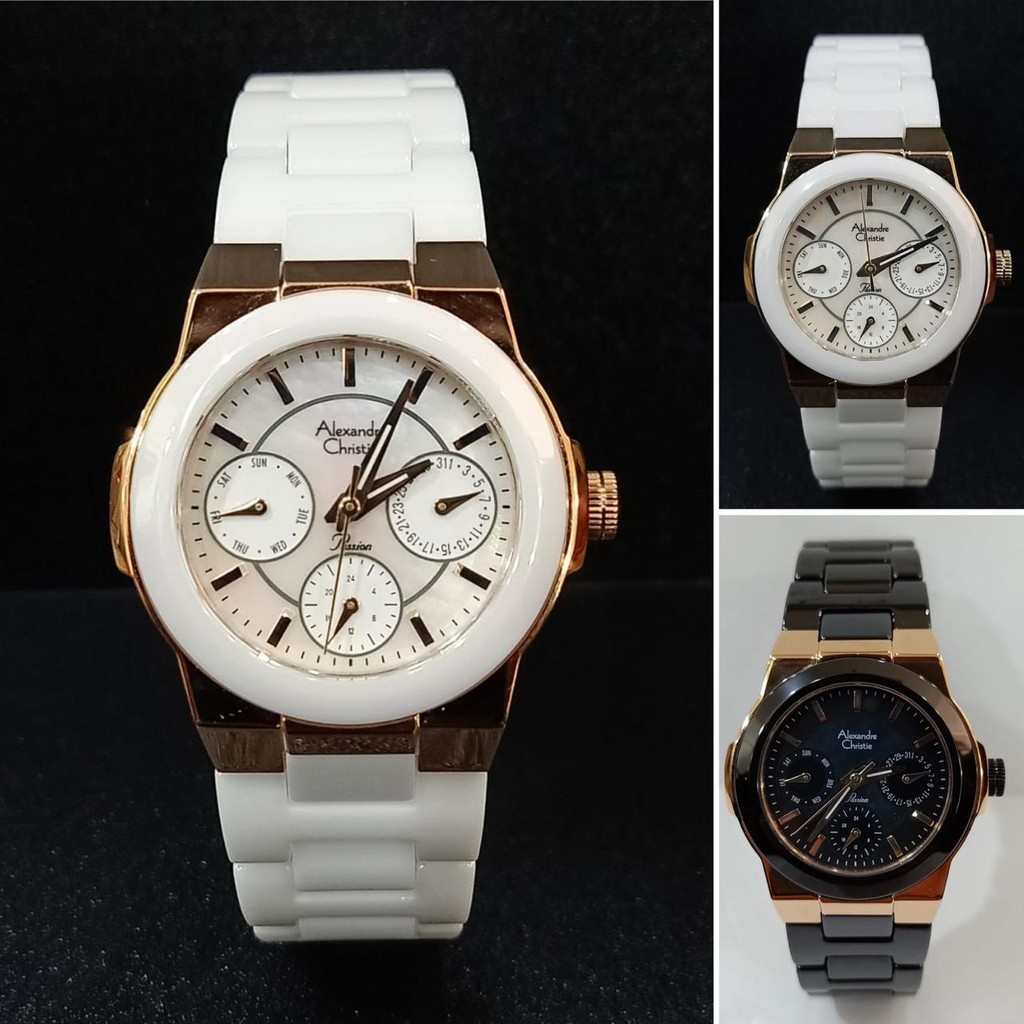 Jam Wanita Keramik Alexandre Christie AC2224 AC 2224 Original Garansi Resmi Alexander Christie