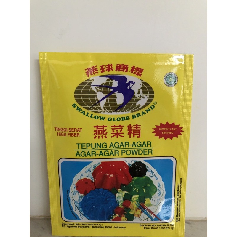 

Tepung Agar agar Bubuk Swallow Globe Brand - Plain Putih