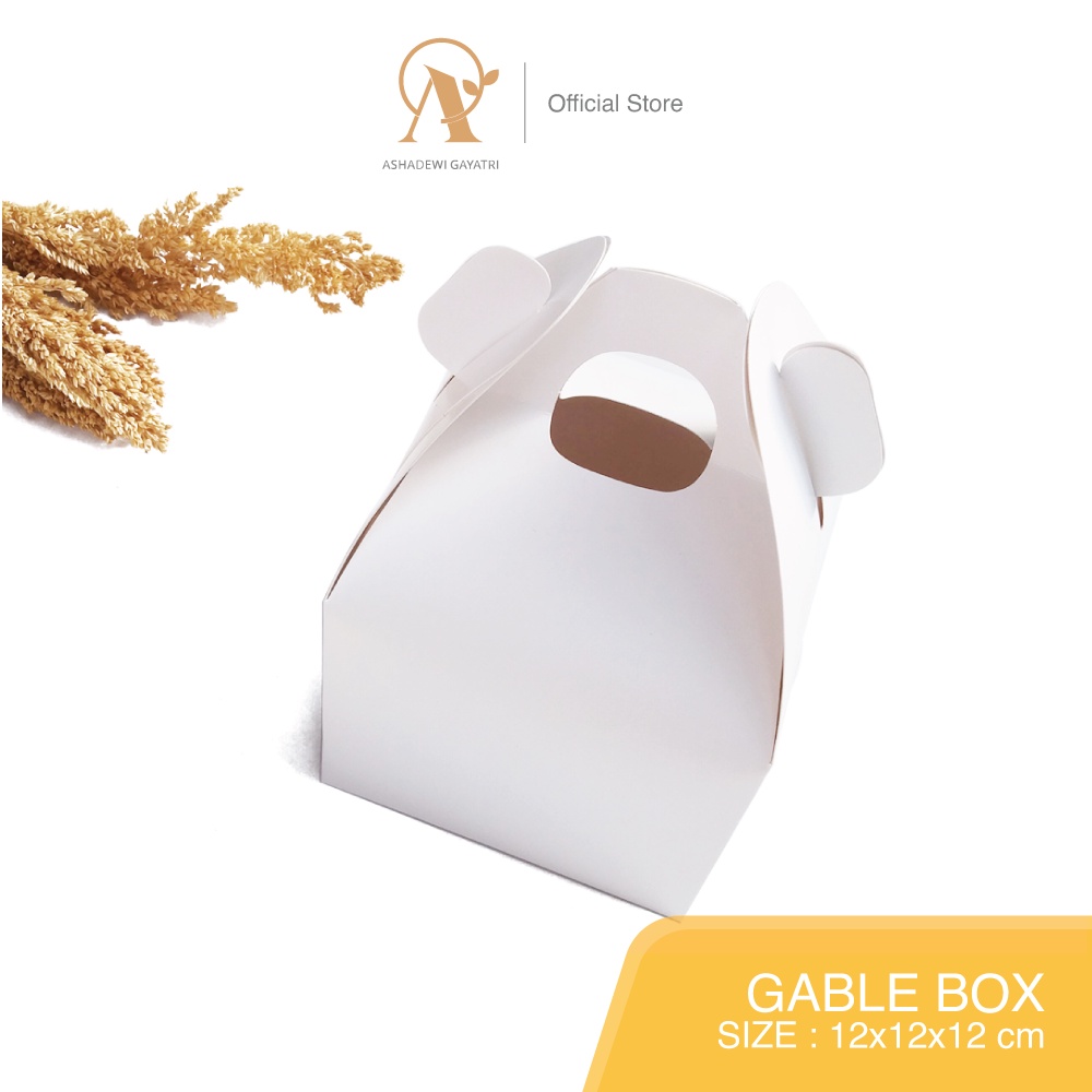 Ashadewi Gayatri - Gable Box Ivory White : 12x12x12 cm /  snack box / hampers box/ box toples kue