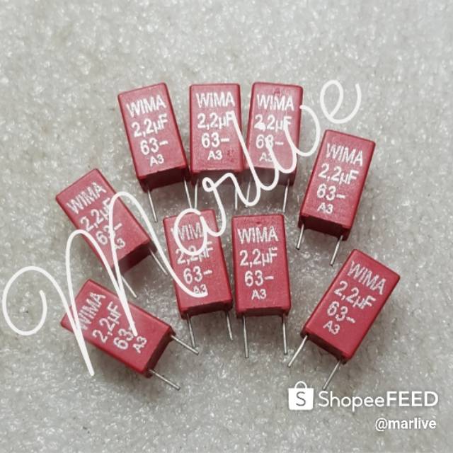 Capacitor WIMA MKS 2  2.2UF 63V 2.2uf 63v audio komponen grade