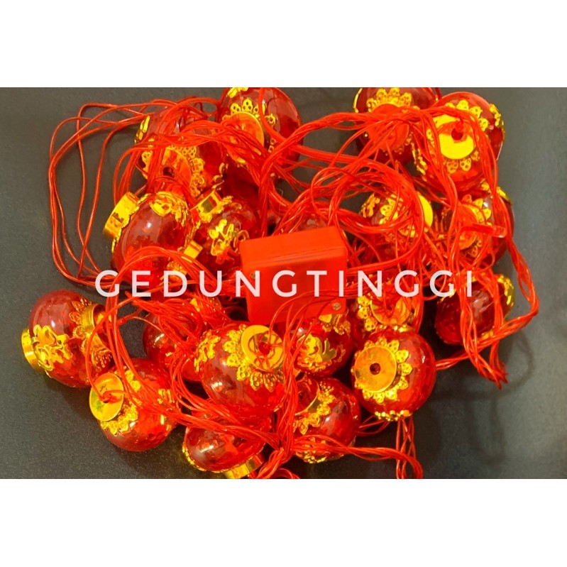 Lampu Hias Lampion Gantung Led Motif Fu Fuk Fengshui Hoki Hiasan Imlek Merah Kelap Kelip Kedap Kedip Kerlap Kerlip Dekorasi Indoor Outdoor Ukuran Size Kecil Tenaga Power Listrik Import Murah