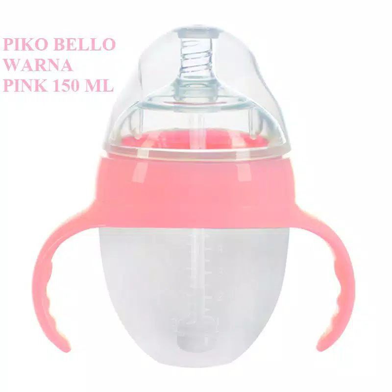 Botol Susu Bayi Silikon PIKO Bello ORIGINAL Anti Kolik Dengan Handle dan Sedotan