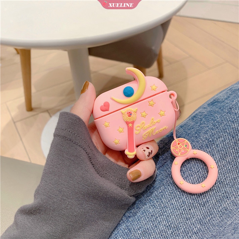 Cover Pelindung Headphone Bluetooth Bahan Silikon Motif Kartun Sailor Moon Untuk AirPods 1 2 pro