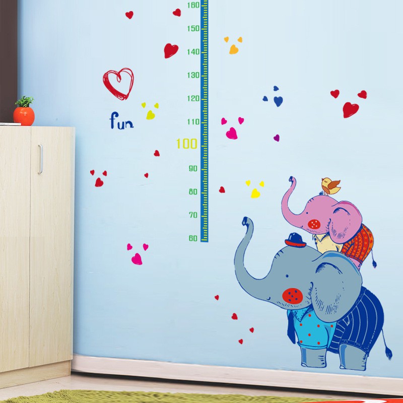 RELIZA WALL STICKER PENGUKUR TINGGI BADAN GAJAH BIRU GROW UP ELEPHANT STIKER DINDING SK9142