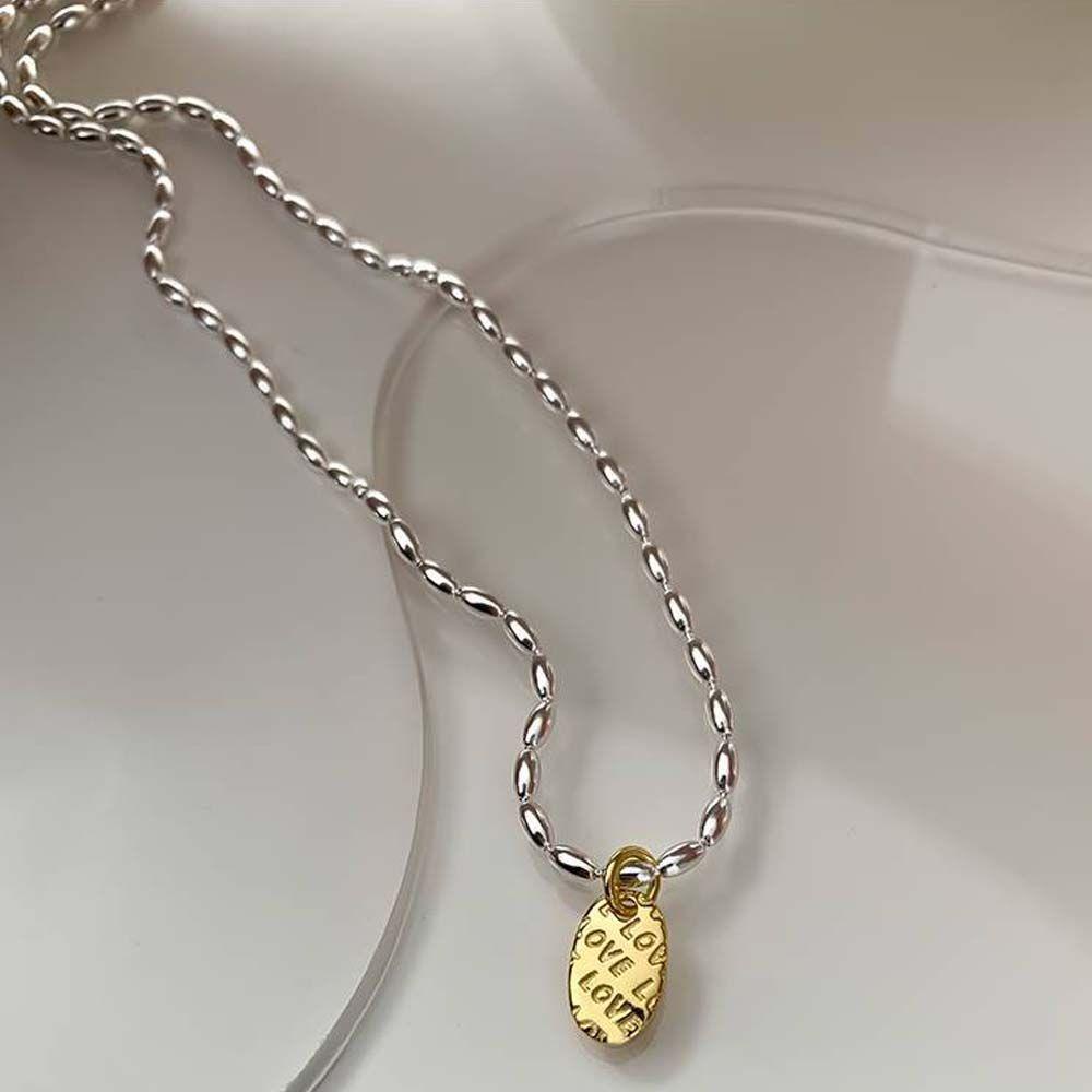 Mxbeauty Kalung Manik Padi Trendi Manis Surat Cinta Minimalis Hadiah Pacar Gadis Gaya Korea Necklace