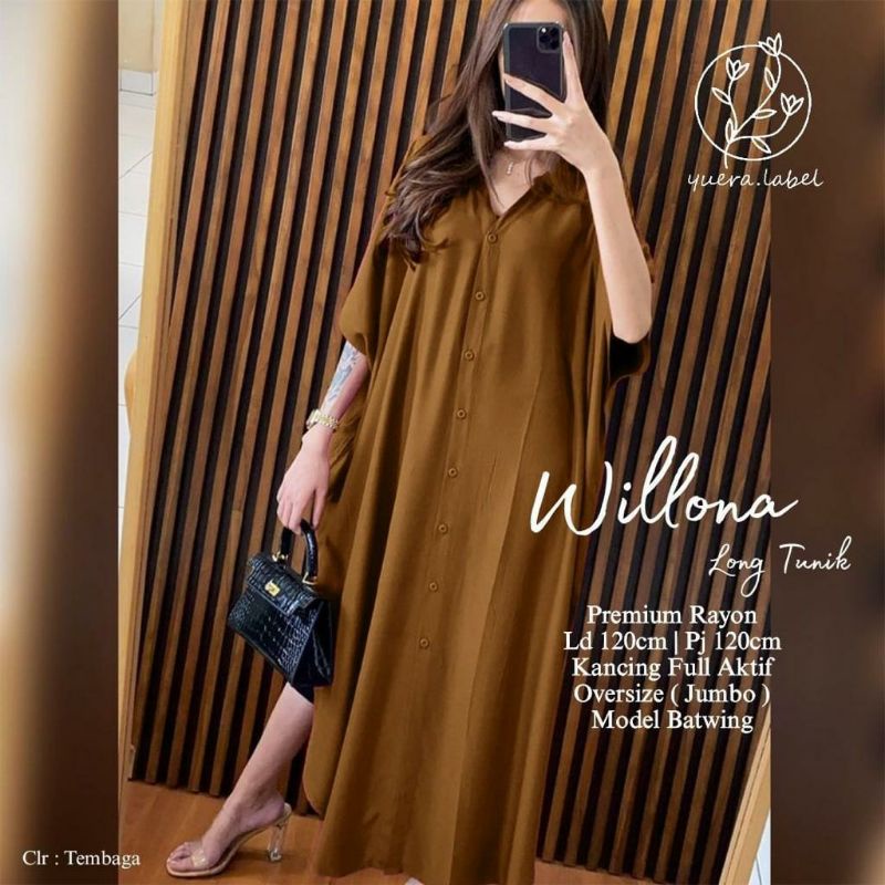 WILONA LONG TUNIK / KAFTAN TUNIK POLOS RAYON/ TUNIK BATWING LD 120