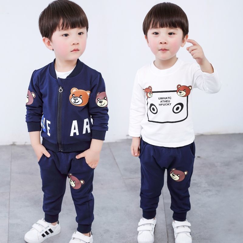 CG SSL34-Setelan Set 3in1 Anak Laki Tshirt+Celana+Jaket Bear