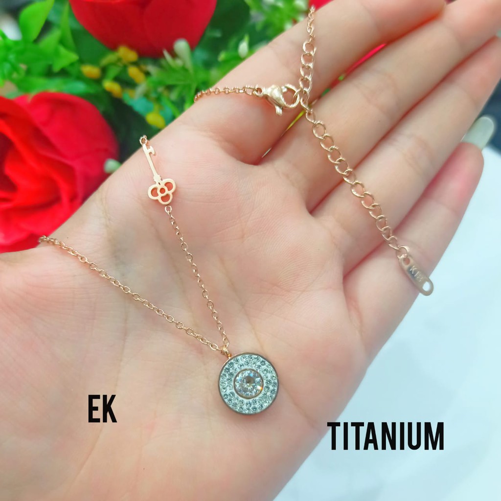 COD Kalung Wanita TITANIUM permata zircon motif brand, TIDAK LUNTUR, TIDAK BERKARAT