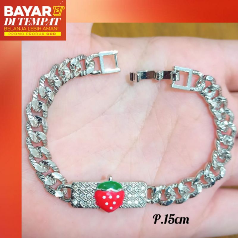 Gelang Rantai Anak *TITANIUM* plat Kombinasi permata karakter tidak karat dan tidak luntur