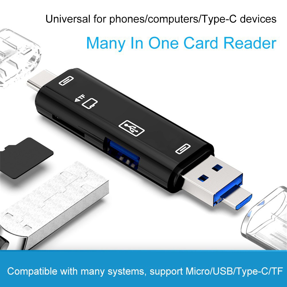 Adaptor Card Reader OTG Micro USB 2.0 Tipe C TF Multifungsi Untuk Keamanan