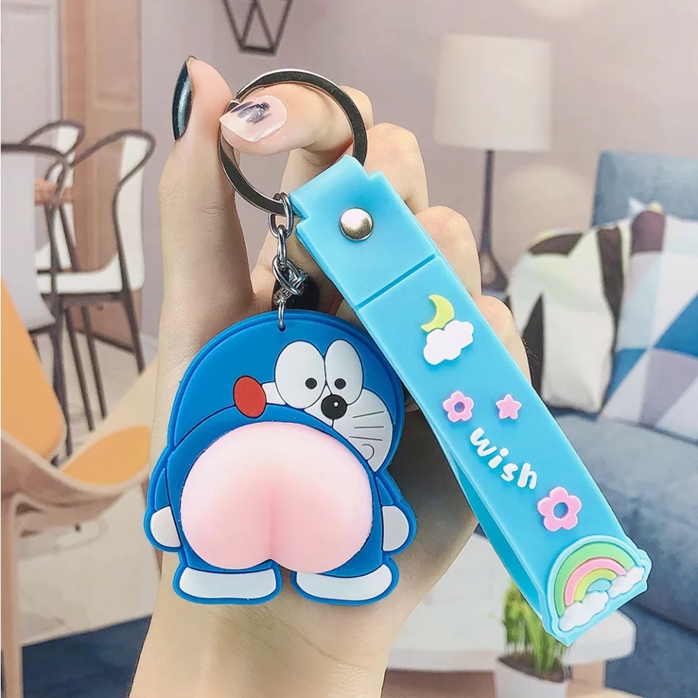 JSS - Gantungan Kunci Karakter Anime Crayon Shin-Chan Doraemon Pantat Kucing Peach Bagus