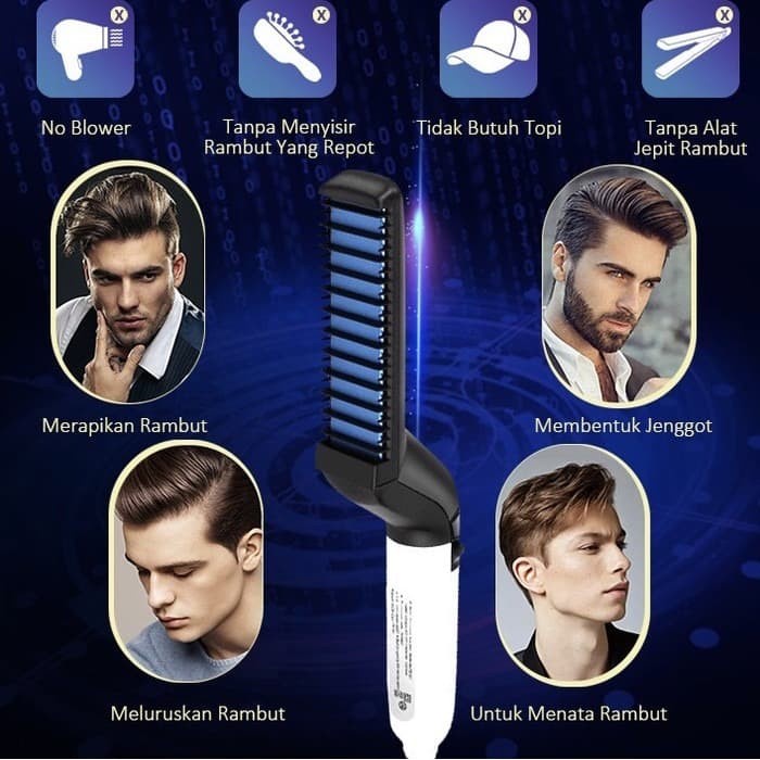 BAROKAH GAMIS ELECTRIC MAGIC COMB SISIR RAMBUT JENGGOT ELEKTRIK STYLER PRIA MASKULIN