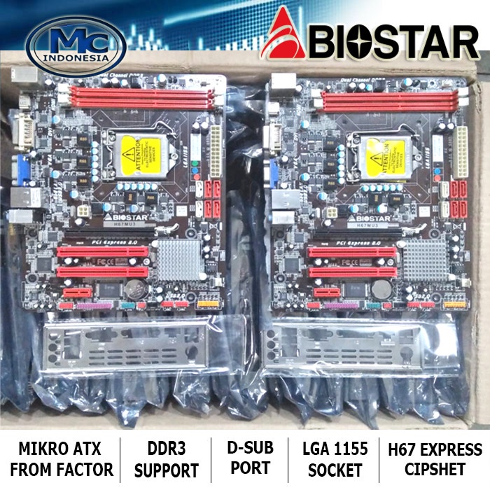 Motherboard Mainboard H67 Intel Socket 1155 BIOSTAR