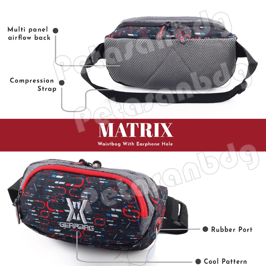 PTS - Gear Bag Port MATRIX 13105 - Waistbag WITH EARPHONE HOLE Tas Selempang Pria Pinggang Messenger