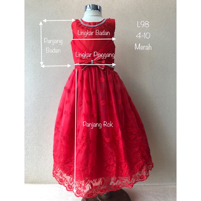 Cleo Dress Anak Perempuan Brokat Pita Elegan (L98)