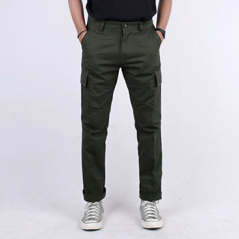 Celana Cargo Panjang Pria Hijau Army / Cargo Pants Green army / Celana Kargo Chino Pria Hijau army