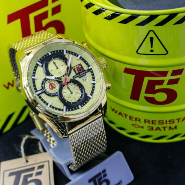 Jam T5 H3721 original chronograph free tin box