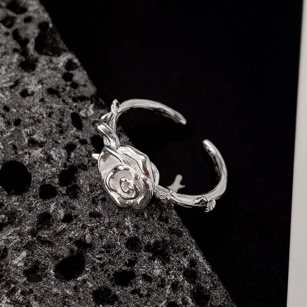 Mxbeauty Cincin Terbuka Hadiah Hari Valentine Untuk Wanita Daun Bunga Mawar Geometris Vintage Knuckle Ring