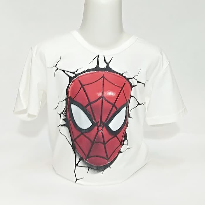 Baju Kaos Anak Cowok Superhero Spiderman Face 3D Tshirt Import