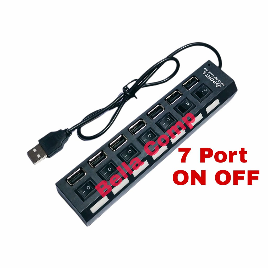 USB HUB 7port 7 PORT - HIGH SPEED usb hub on off 7 port usb 2.0 for computer ada Saklar ON OFF