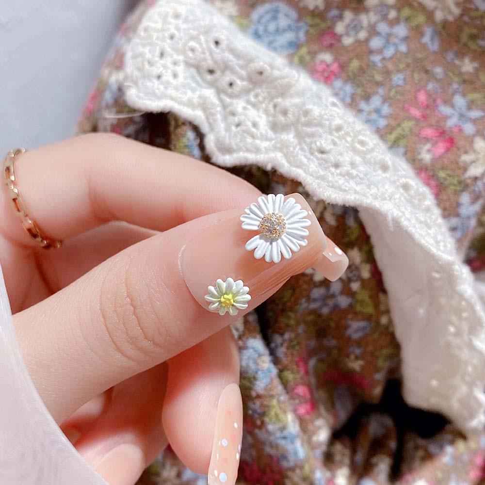 AUGUSTINA Agustina Daisy Kuku Berlian Imitasi Jepang Manicure Aksesoris Indah Bunga Perhiasan 3D Kuku Ornamen