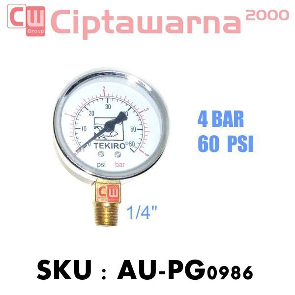 TEKIRO Pressure Gauge 2,5&quot;- Ukur Tekanan Angin Ban 4 - 6 - 10 - 16 Bar