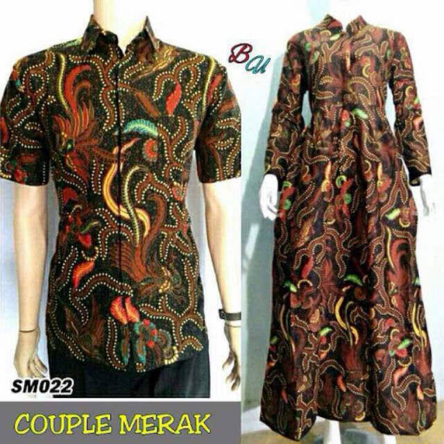 Couple batik gamis merak bahan katun asli pekalongan