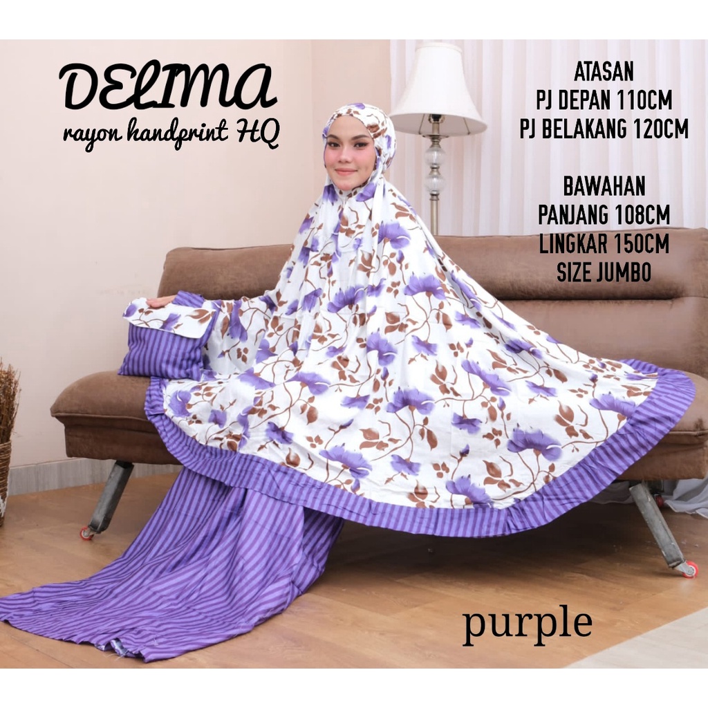 DELIMA MUKENA JUMBO PREMIUM HARGA TERMURAH/MUKENA RAYON HANDPRINT